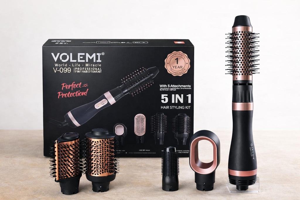 VOLEMI® – Brosse Soufflante 5-en-1 | Brushing, Volume & Lissage