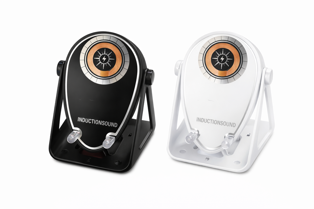 Support Téléphone Enceinte Induction – Son Stéréo & Charge Sans Fil